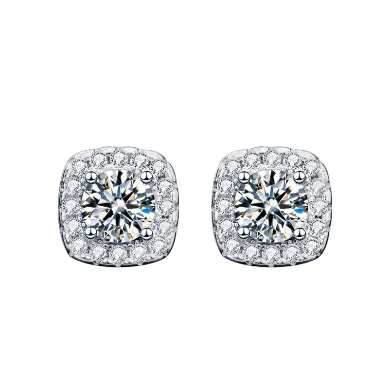 Moissanite Classic Four‑Claw Stud Earrings (Gold)
