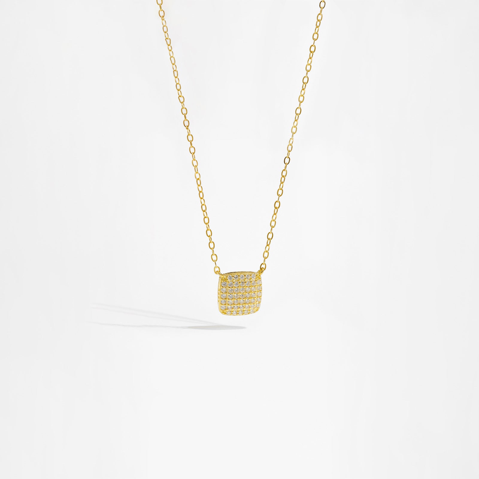 Square Pavé Pendant Necklace