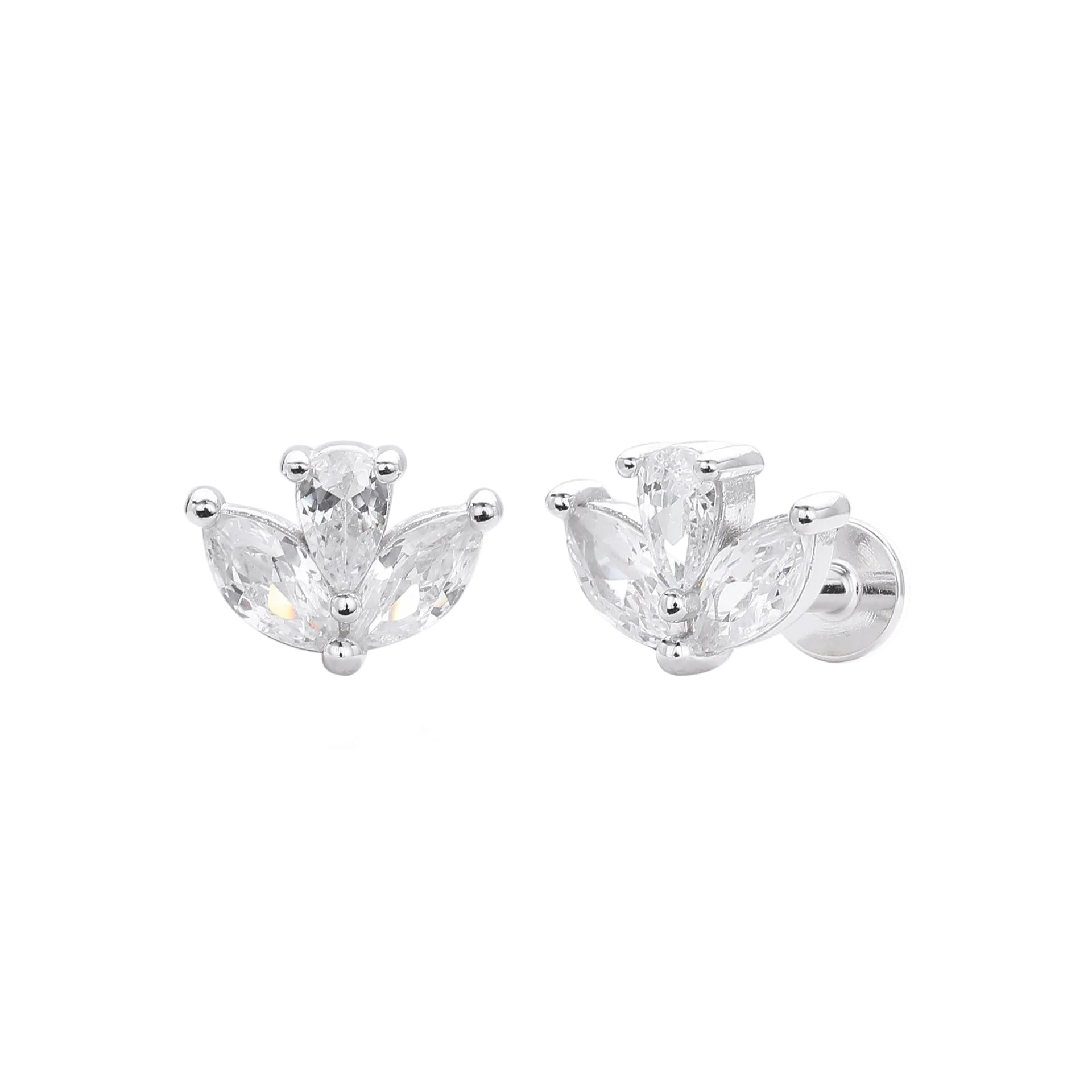 Silver Zircon Ear Stud
