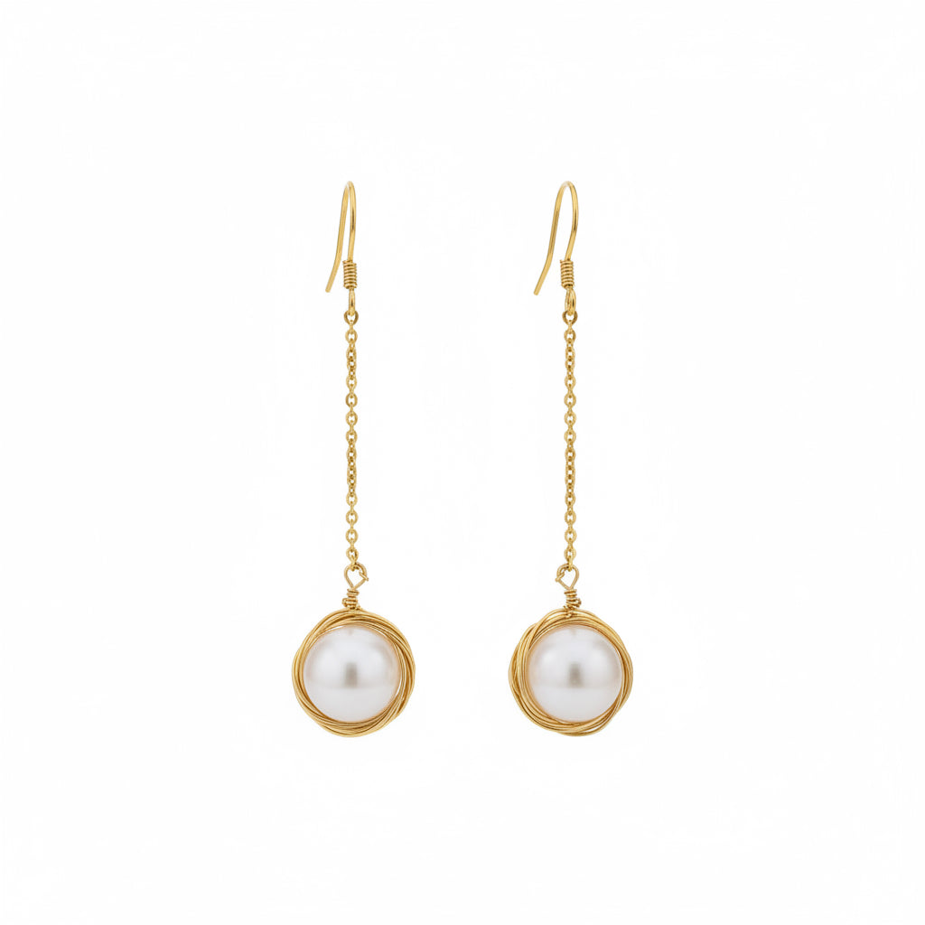 Long Pearl Drop Earrings