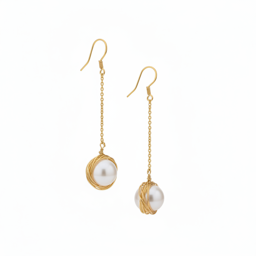 Long Pearl Drop Earrings