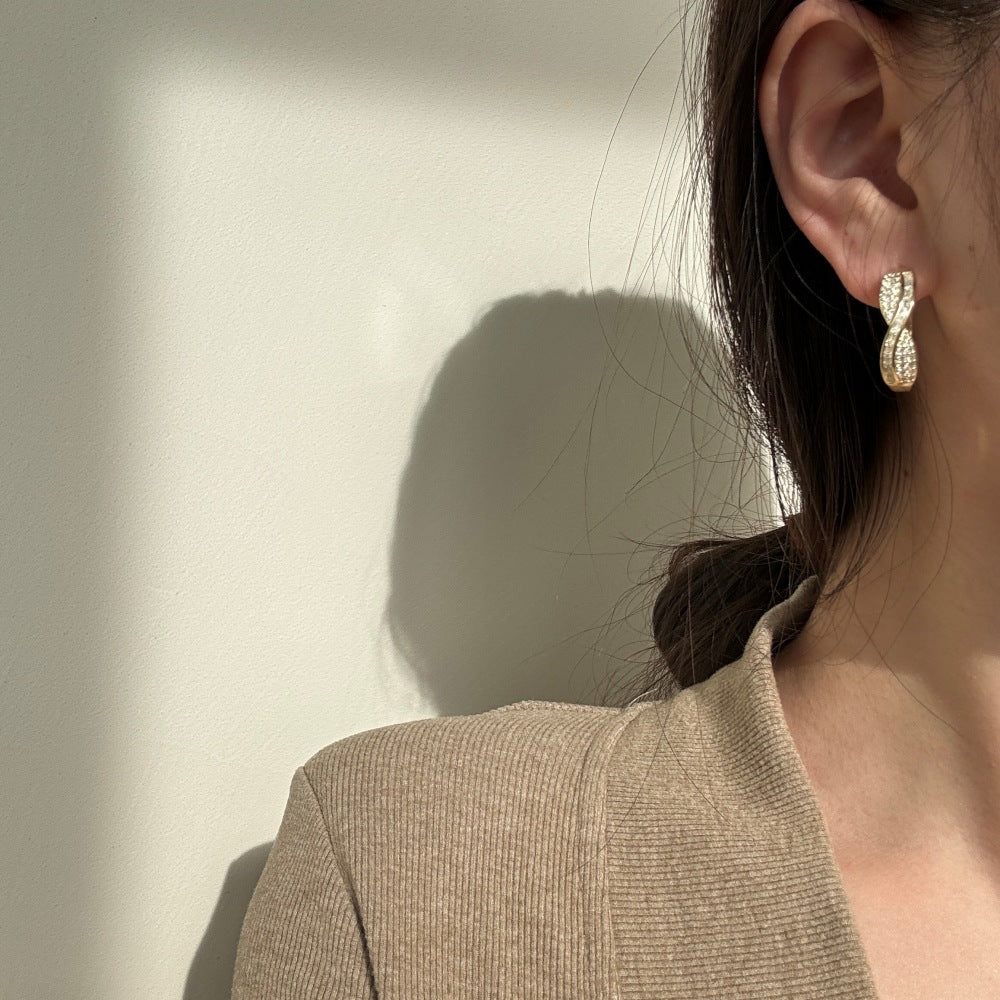 Gold Pavé Zircon Cluster Stud Earrings