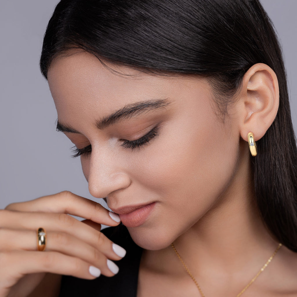 Circle Moissanite Huggie Hoops