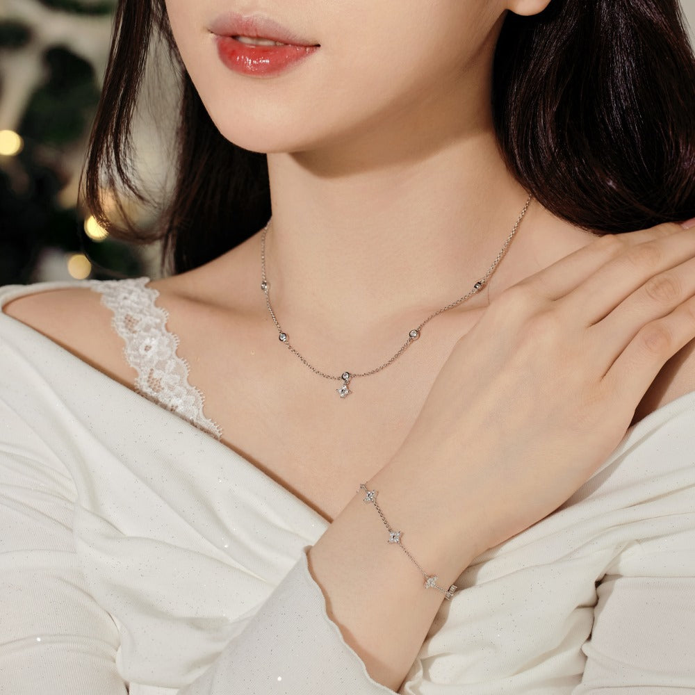 Starry Zircon Necklace & Bracelet Set