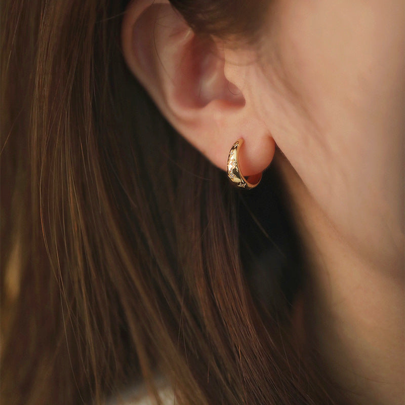 Starry Hoop Earrings in Gold