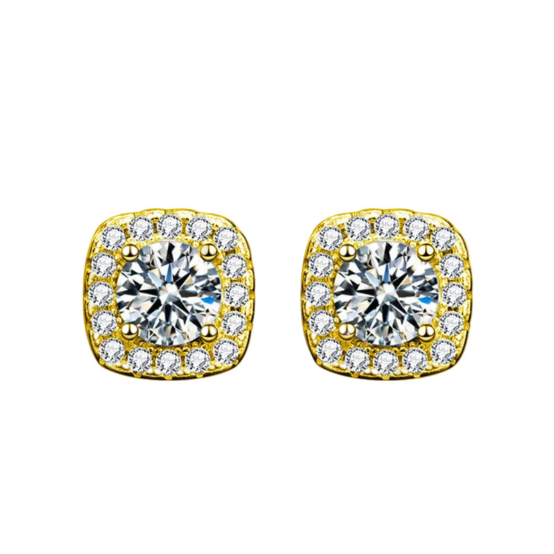 Moissanite Classic Four‑Claw Stud Earrings (Gold)