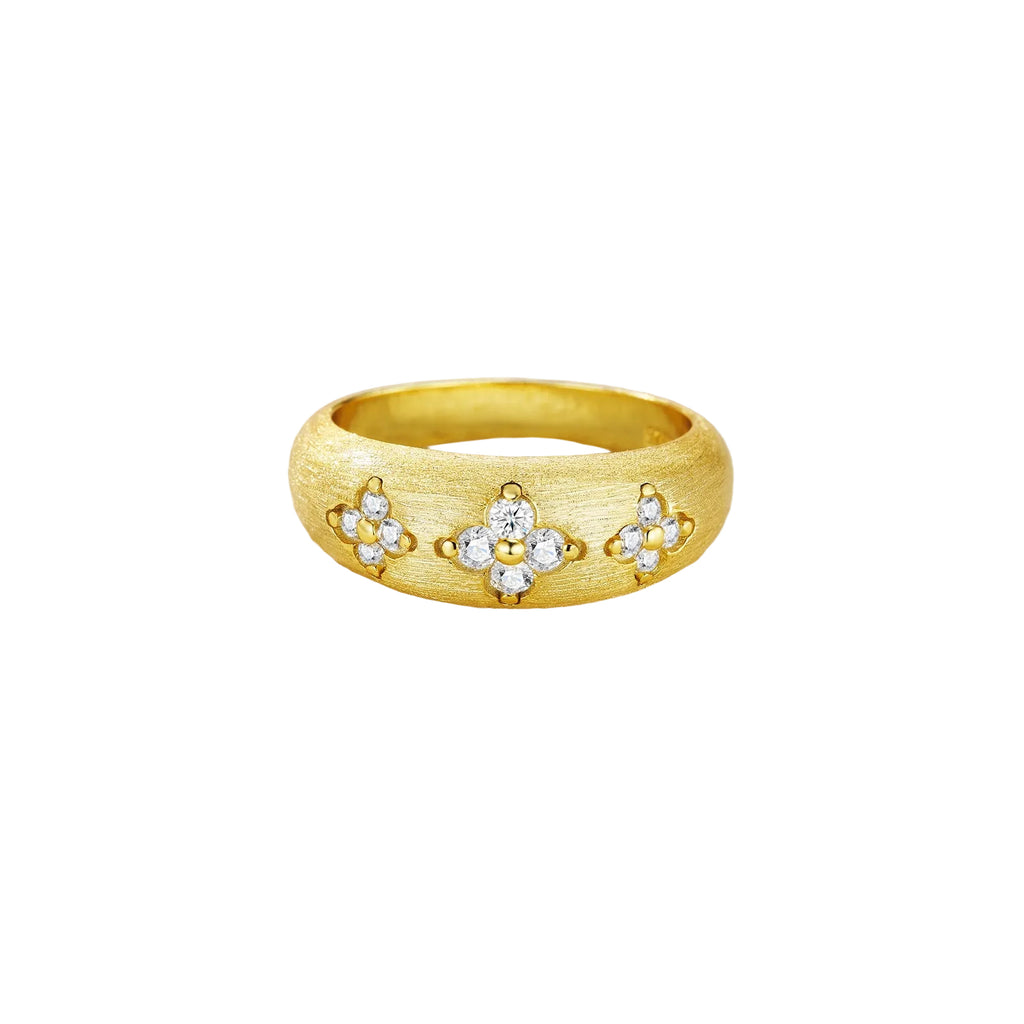 Triple Moissanite Fleur Ring (frosted)