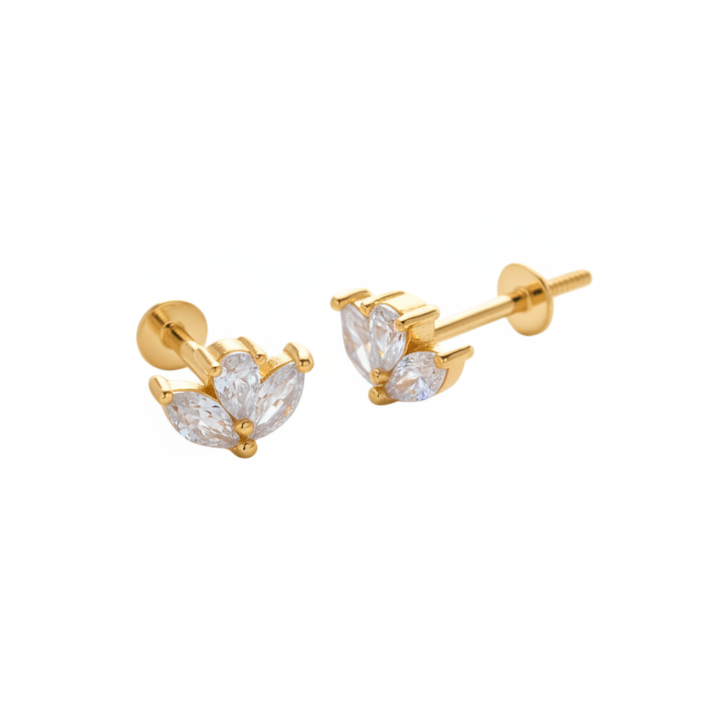 Gold Inlaid Zirconium Ear Stud
