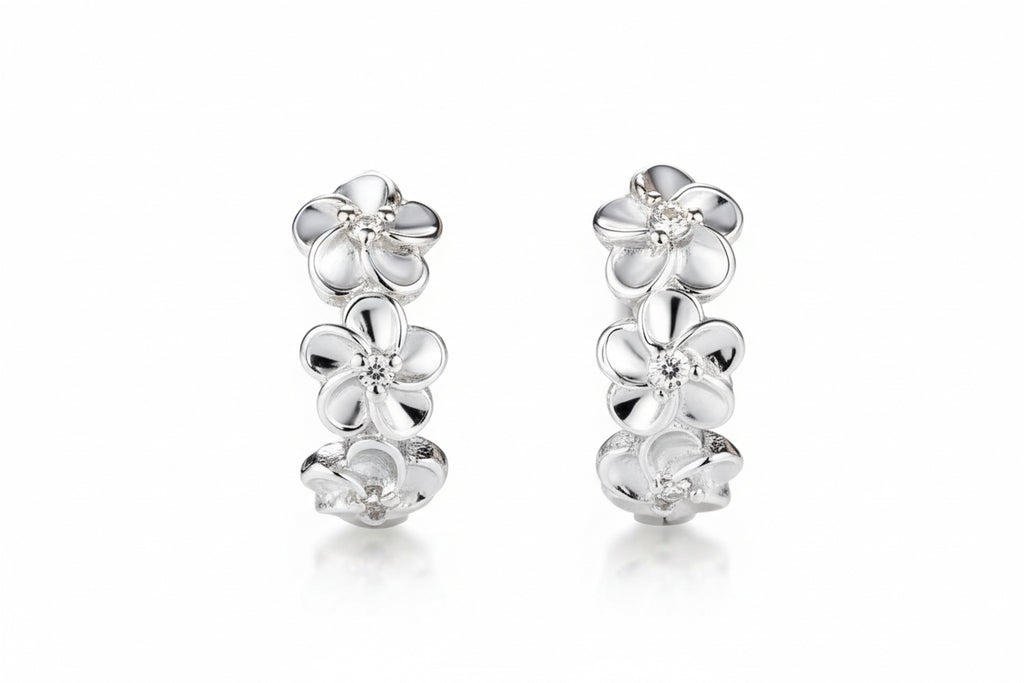 Silver flower earrings