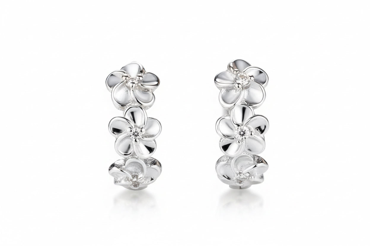 Silver flower earrings
