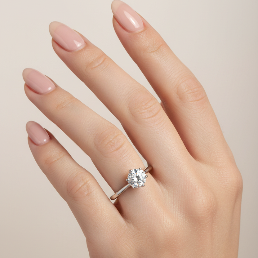 Six-claw Moissanite Silver Ring