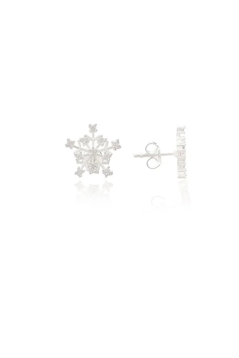 Silver Snowflake Stud Earrings