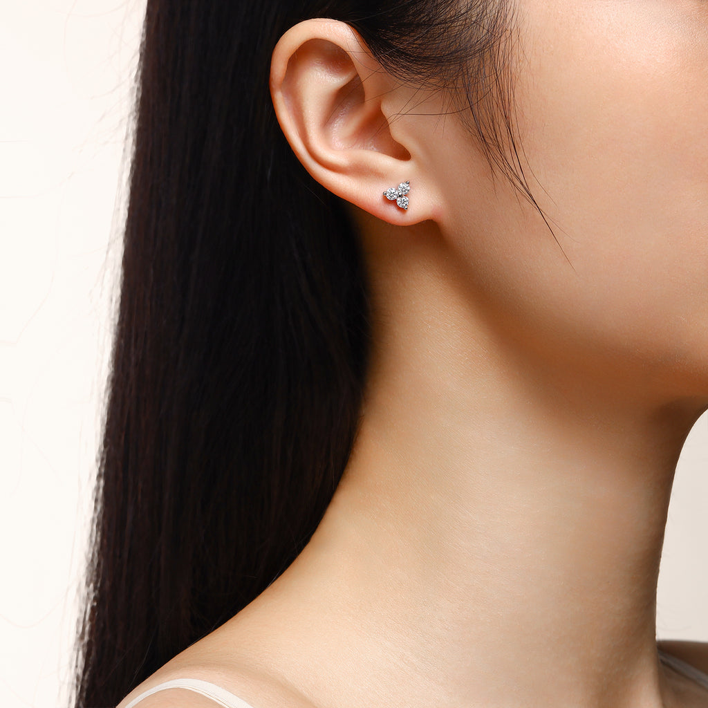 Moissanite Trinity Stud Earrings