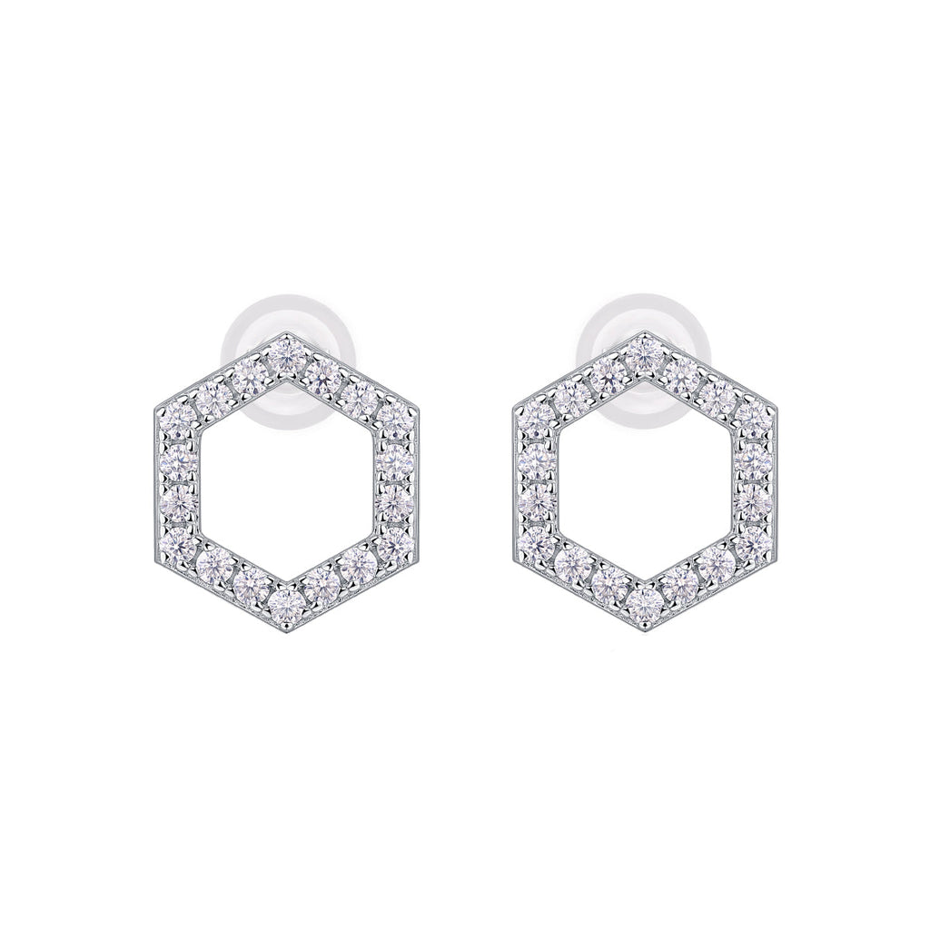 Hexagon Moissanite Stud Earrings