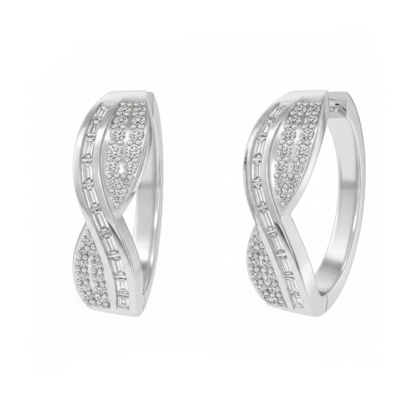 Silver Pavé Zircon Cluster Stud Earrings
