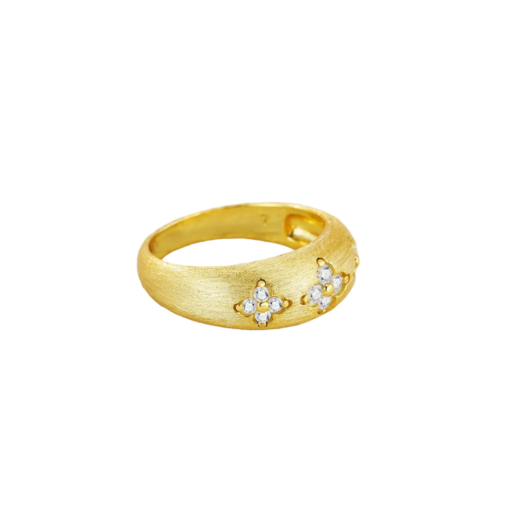 Triple Moissanite Fleur Ring (frosted)