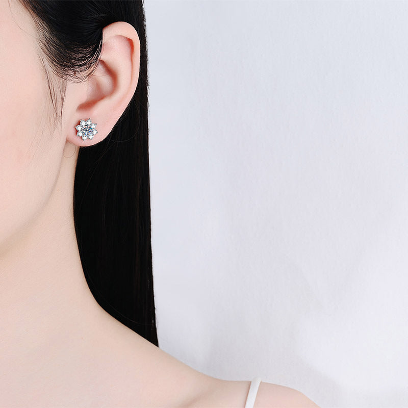 Moissanite Snowflake Stud Earrings