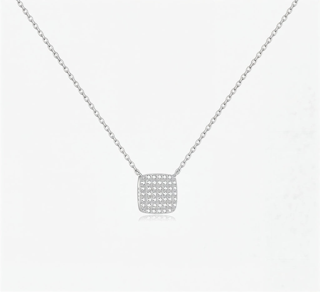 Square Pavé Pendant Necklace