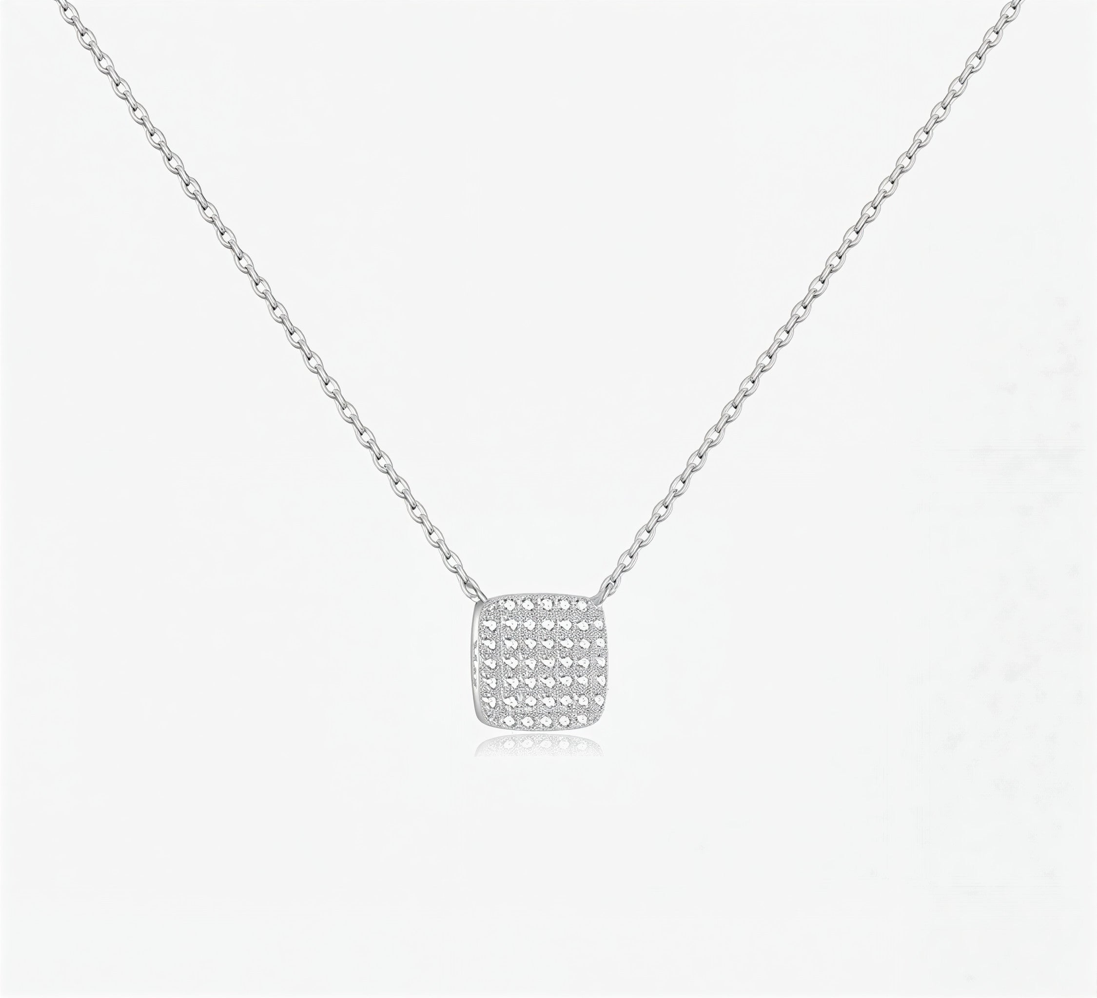 Square Pavé Pendant Necklace
