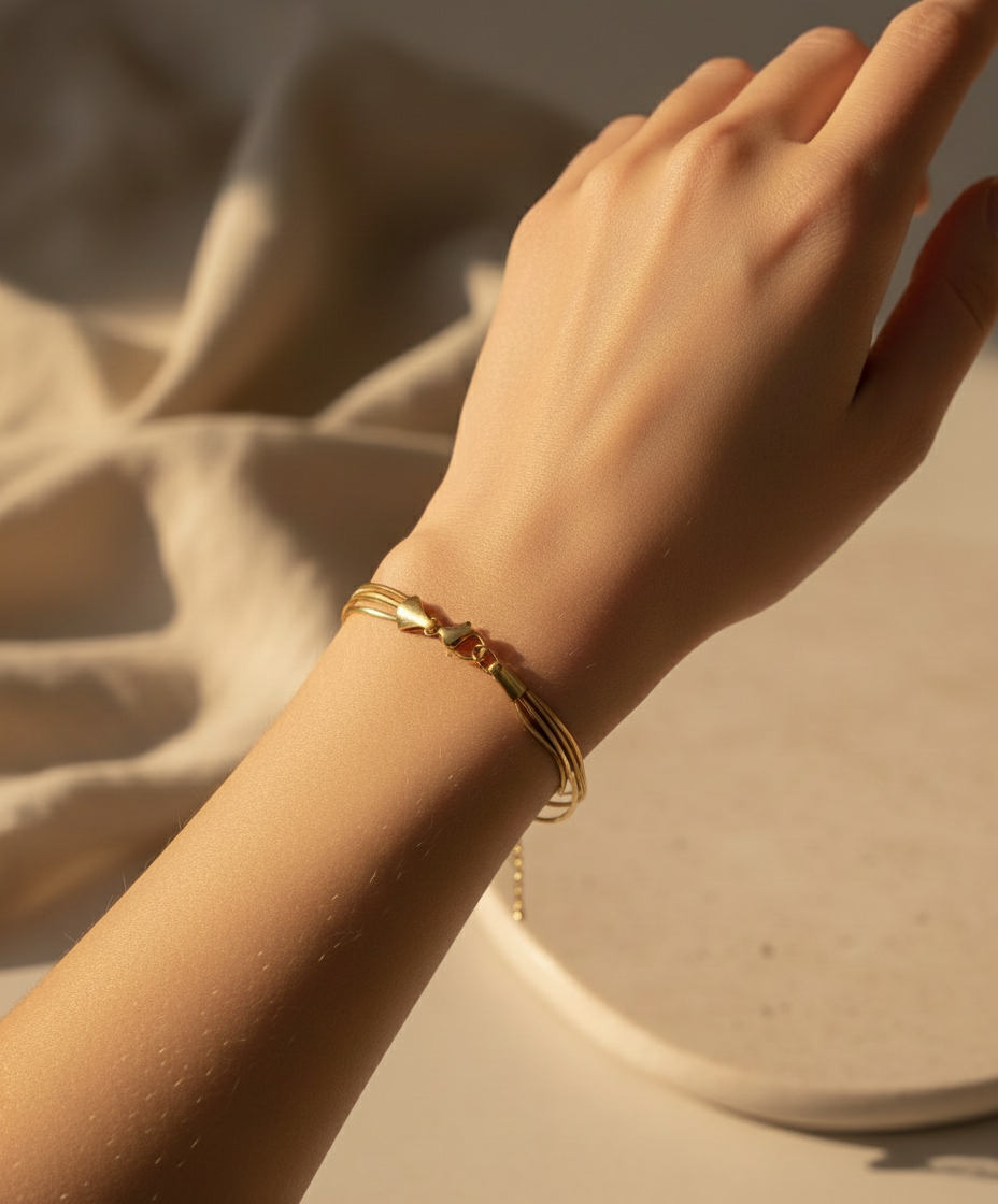 Layered Titanium Bracelet in Gold