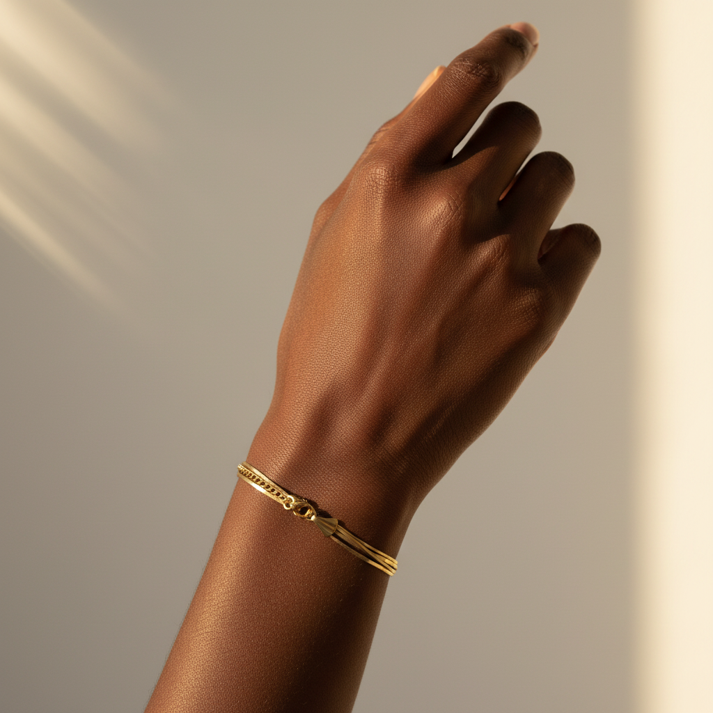 Layered Titanium Bracelet in Gold