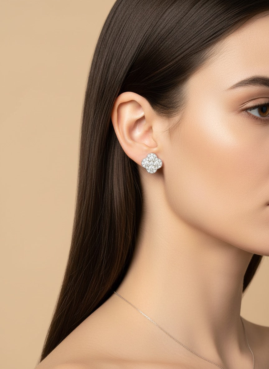 Moissanite Clover Stud Earrings