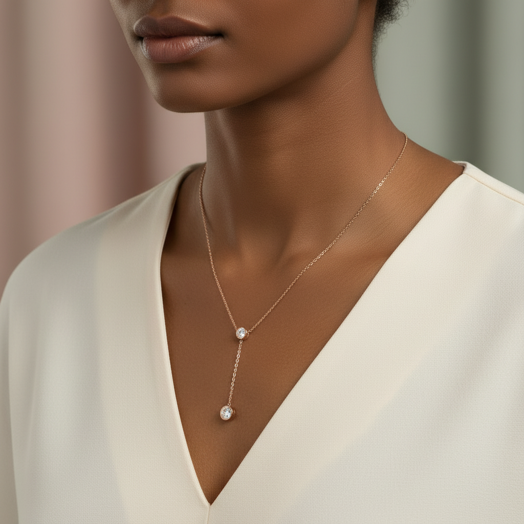 Y Necklace with Zircon
