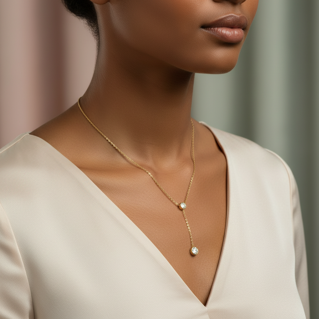 Y Necklace with Zircon