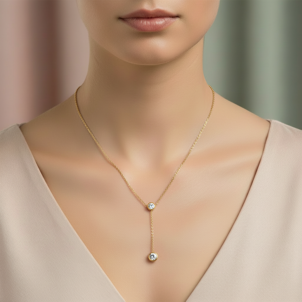Y Necklace with Zircon