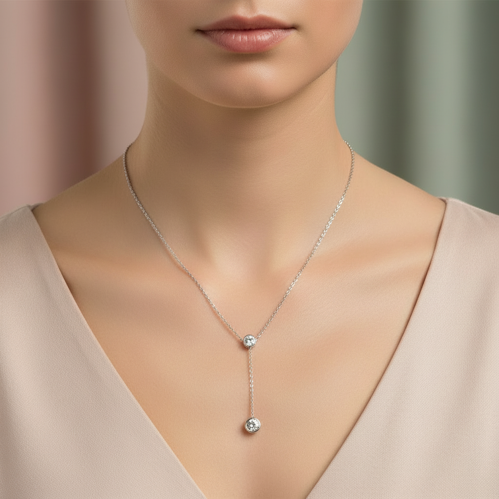 Y Necklace with Zircon