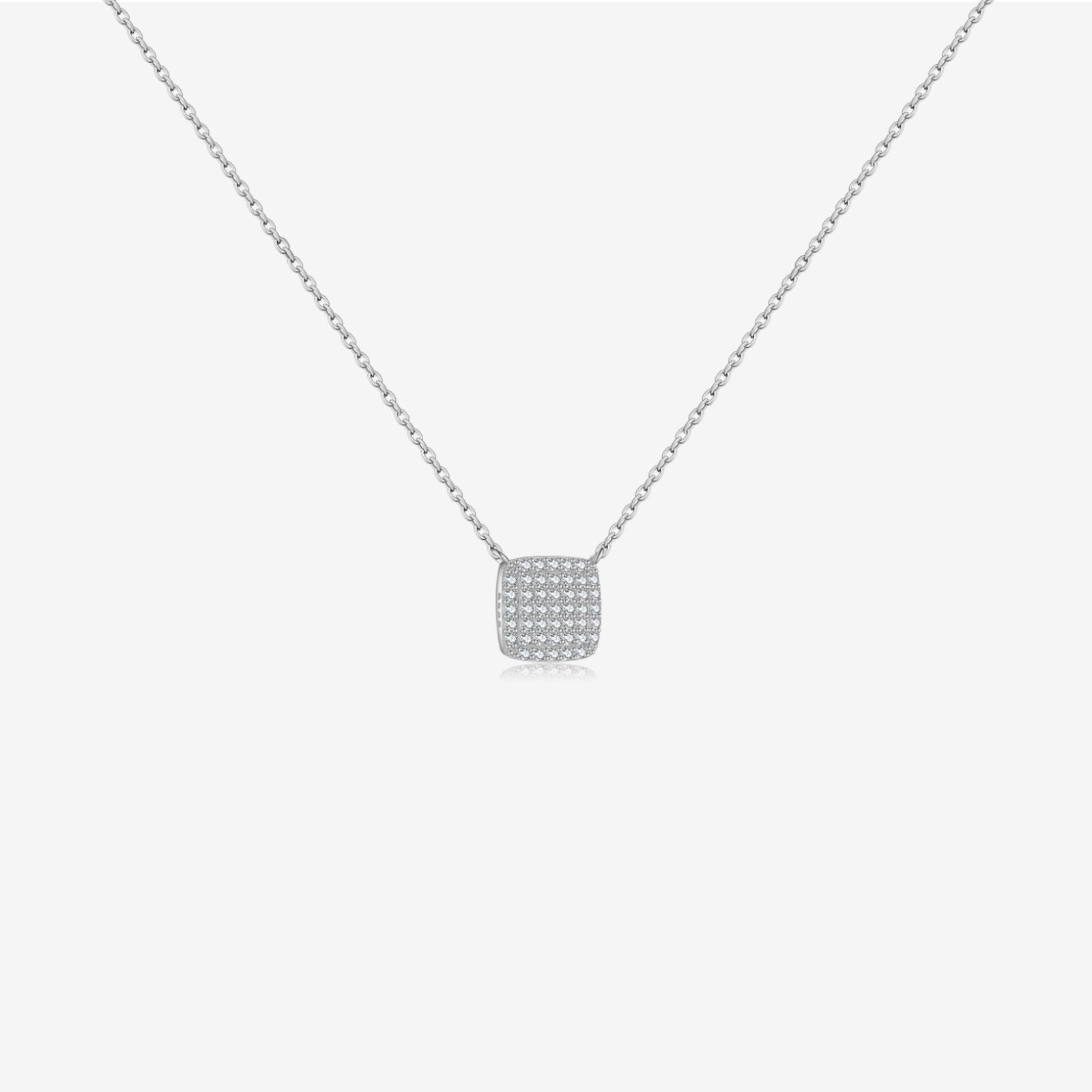 Square Pavé Pendant Necklace