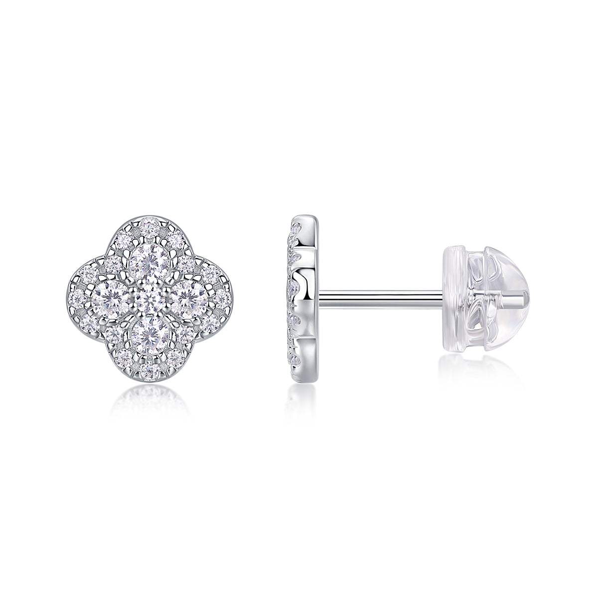 Moissanite Clover Stud Earrings