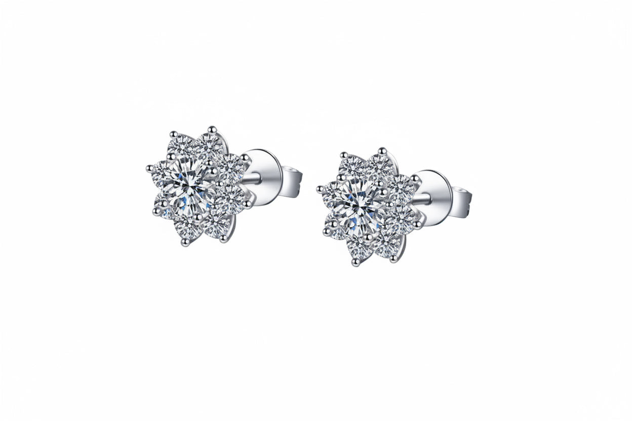 Moissanite Snowflake Stud Earrings
