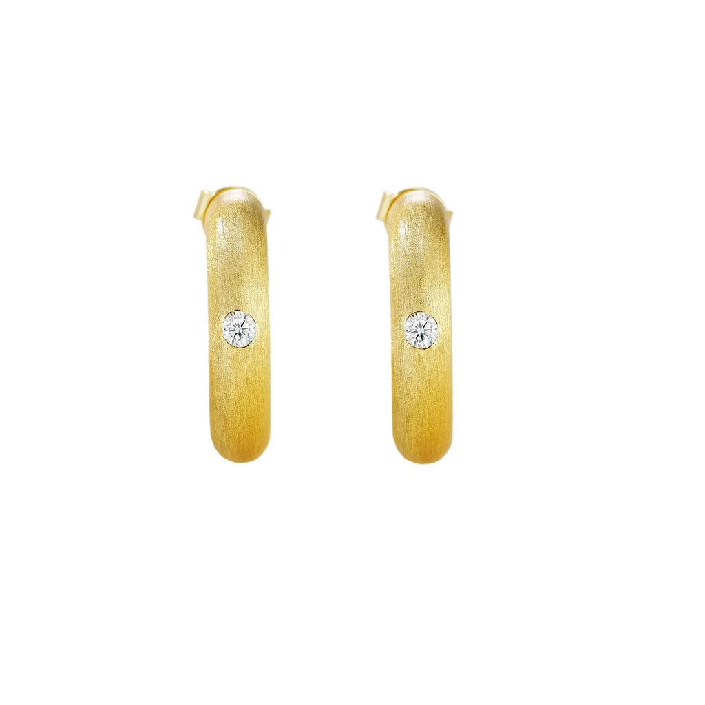 Circle Moissanite Huggie Hoops (frosted)