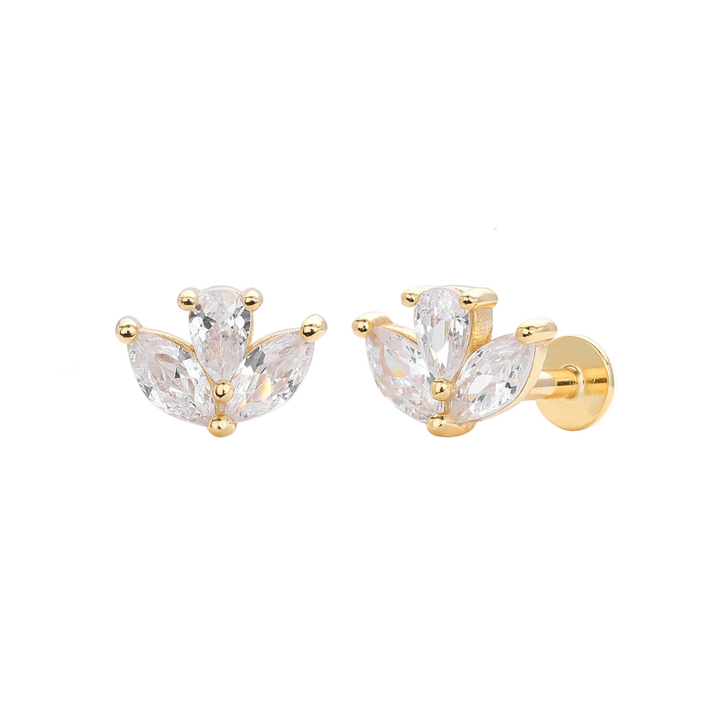 Gold Inlaid Zirconium Ear Stud