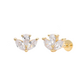 Gold Inlaid Zirconium Ear Stud