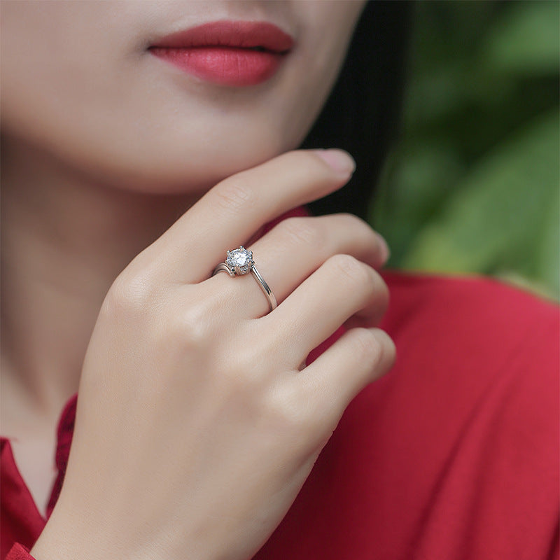 Inlaid Moissanite Ring