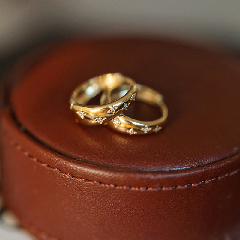 Starry Hoop Earrings in Gold